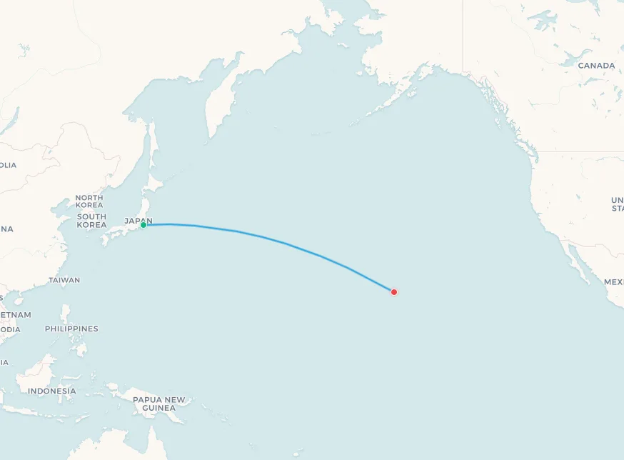 ANA A380 Flying Honu route map