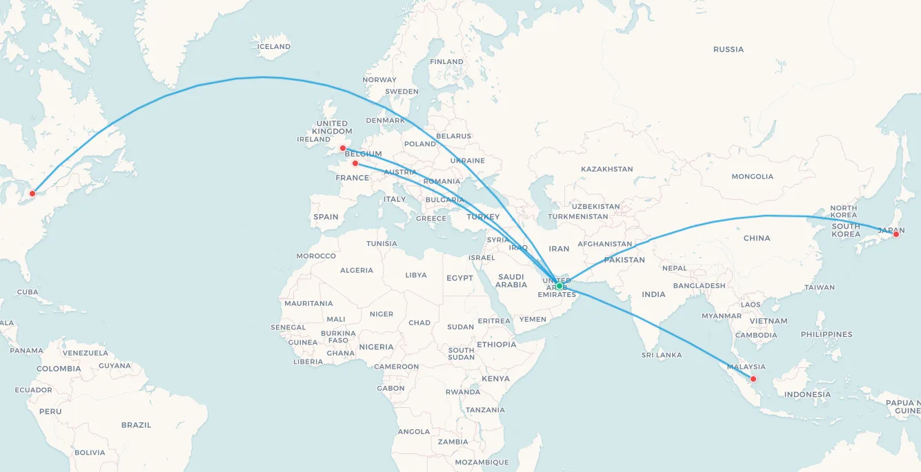 Etihad A380 route map