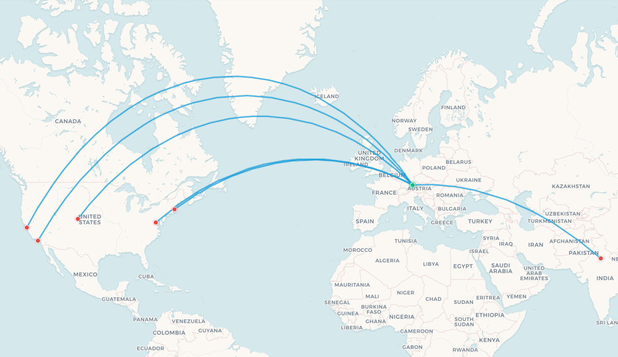 Lufthansa A380 route map