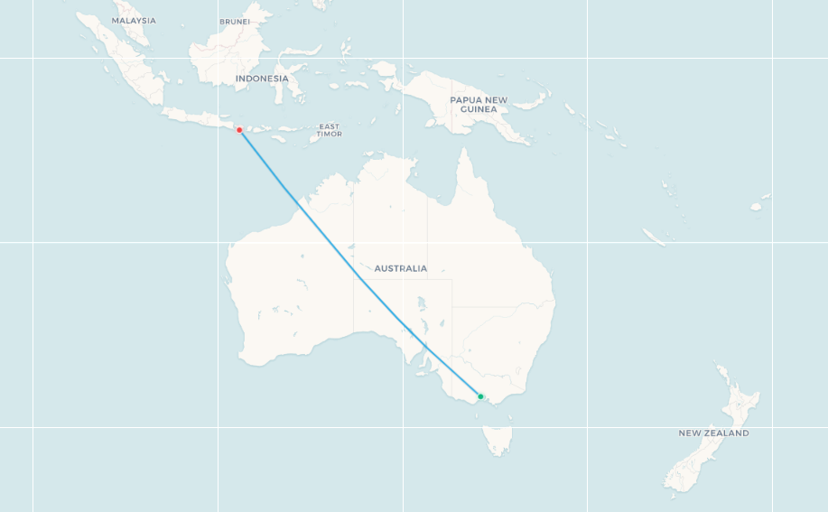 Melbourne Avalon to Denpasar route map