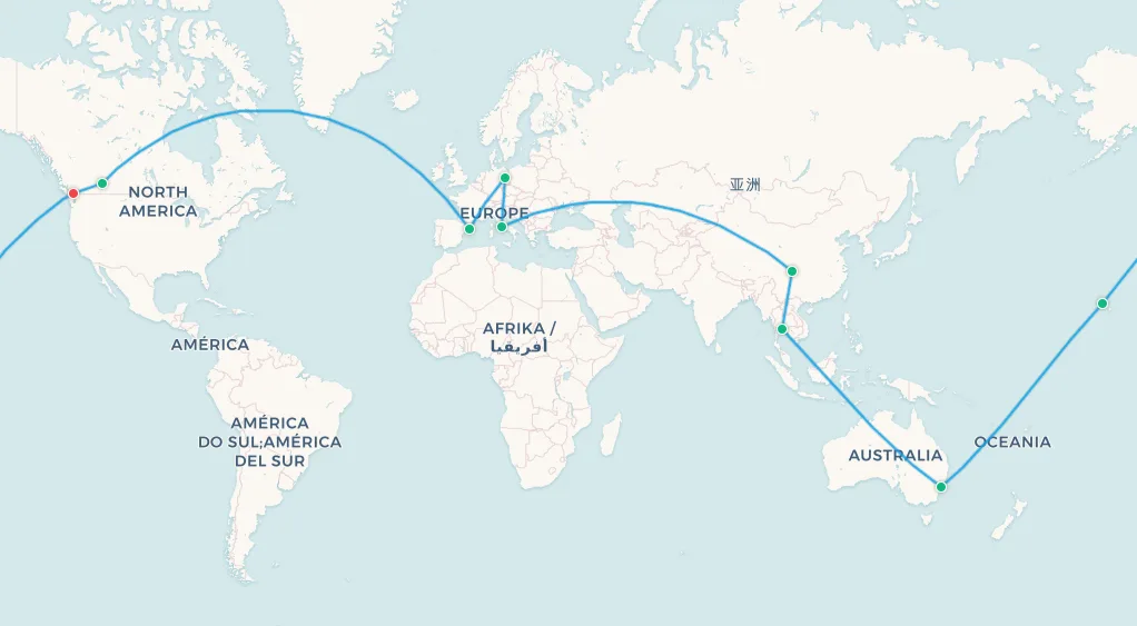 Cómo volar alrededor del mundo por menos de $1,500 con vuelos baratos