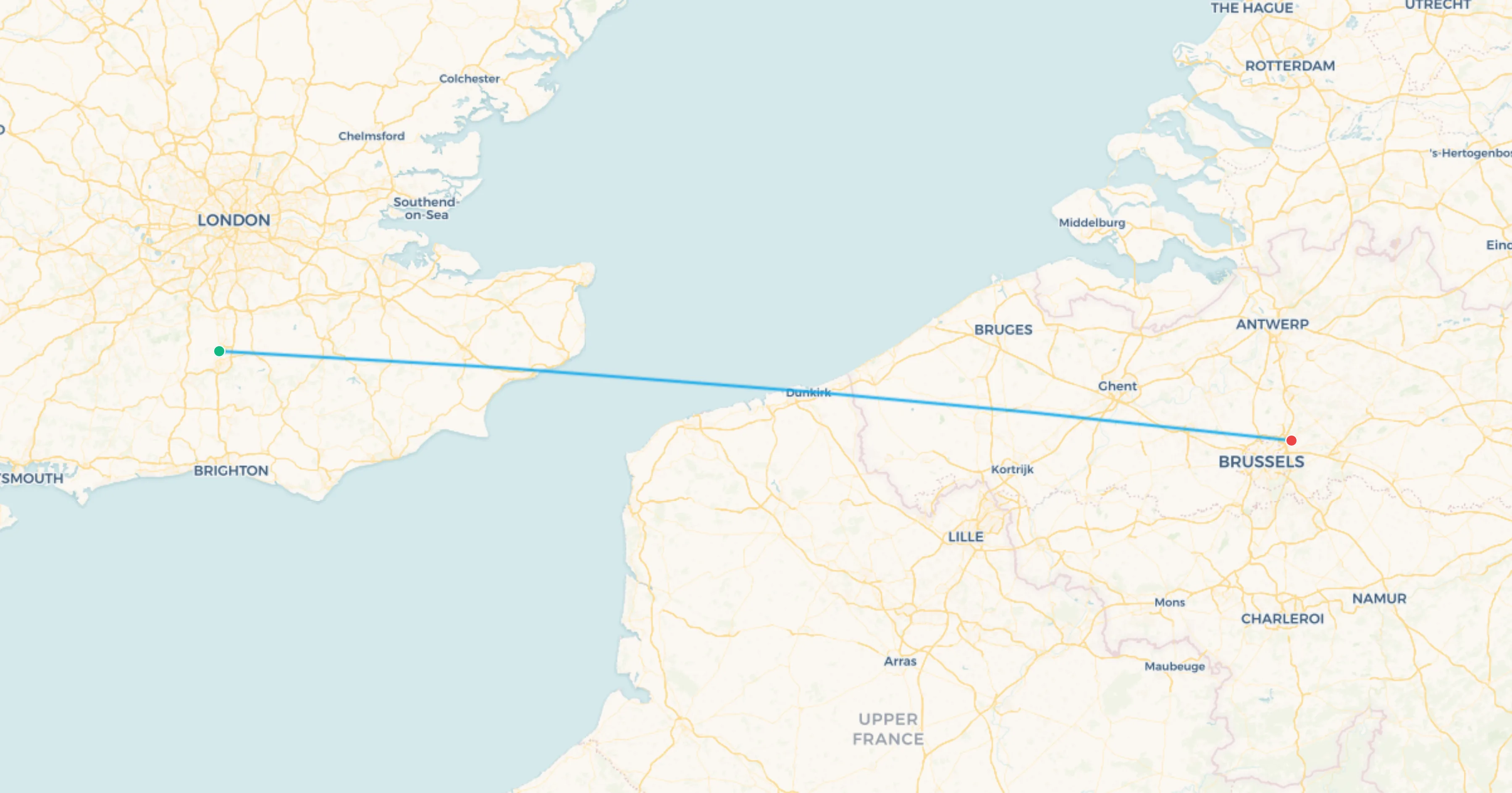 Silverstone to Spa flight leg map