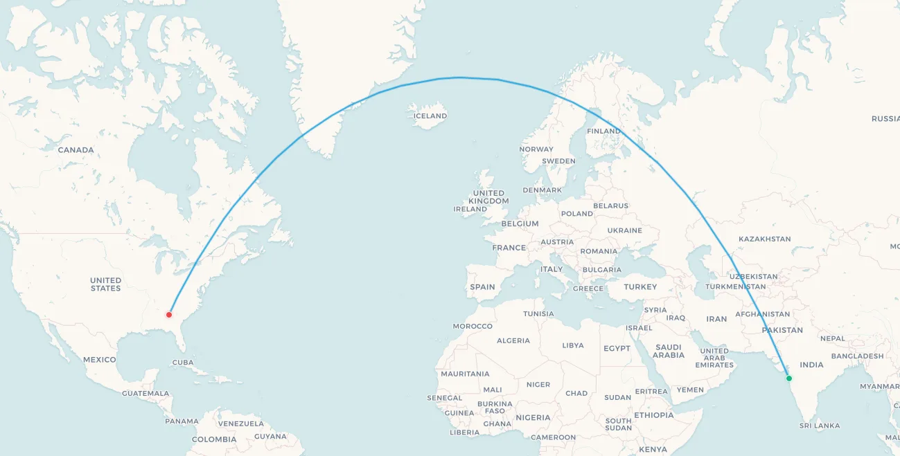Air India discontinued route map: Mumbai to Atlanta