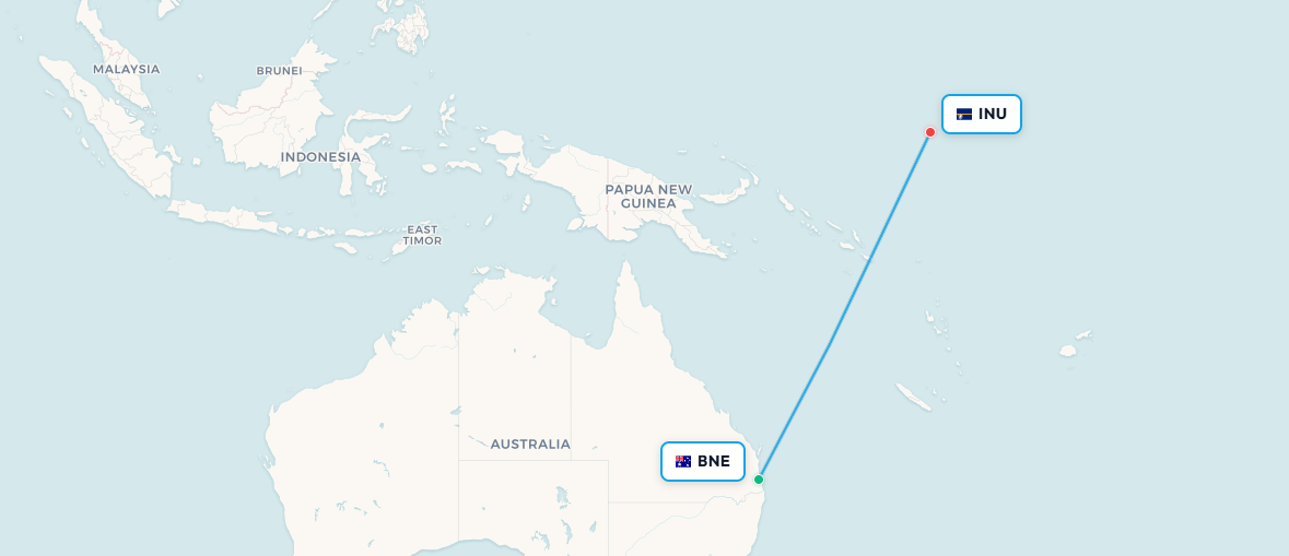 Mapa de ruta Brisbane a Nauru