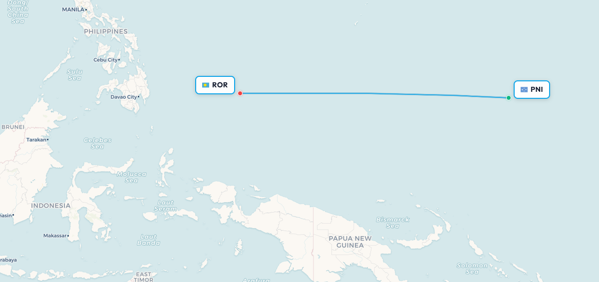 Mapa de ruta Pohnpei a Palaos