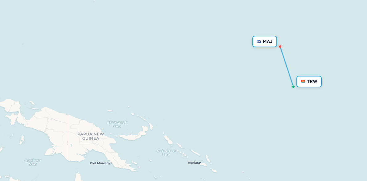 Mapa de ruta Tarawa a Majuro