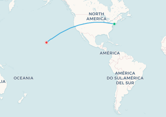 Newark to Honolulu flight route map