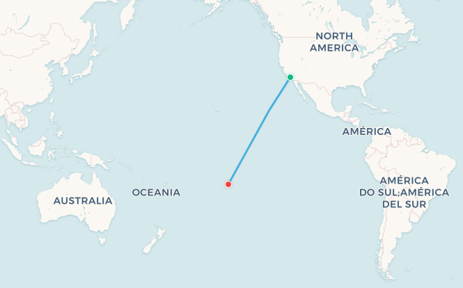 Los Angeles to Papeete flight route map