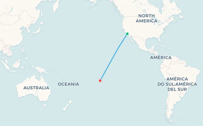 Los Angeles to Papeete flight route map