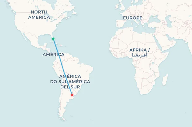 Miami to Buenos Aires flight route map