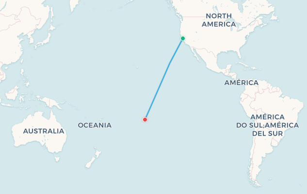 San Francisco to Papeete flight route map