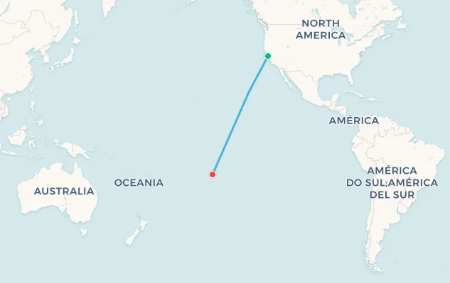 San Francisco to Papeete flight route map