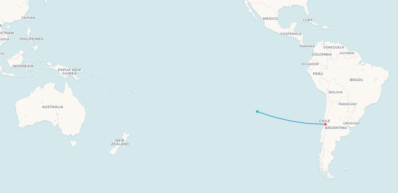 Easter Island to Santiago flight route map