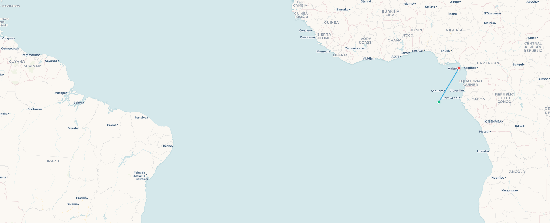 Annobón Island to Malabo flight route map