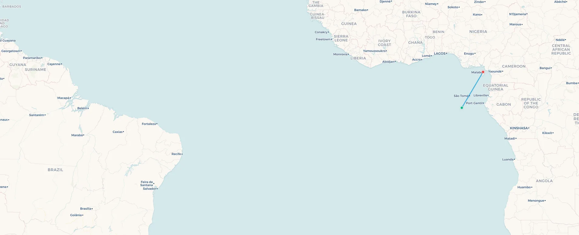 Annobón Island to Malabo flight route map