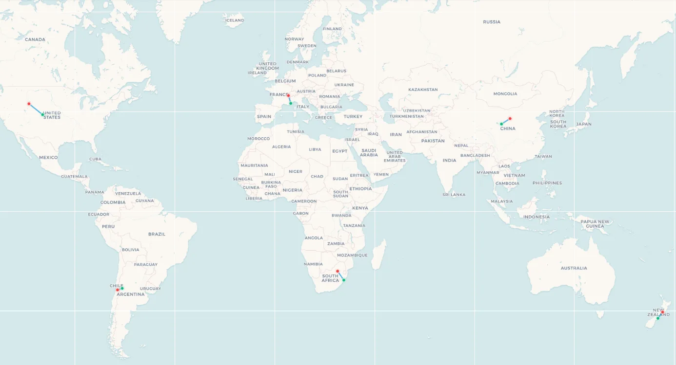 The most turbulent flight route on each continent (2025 data)